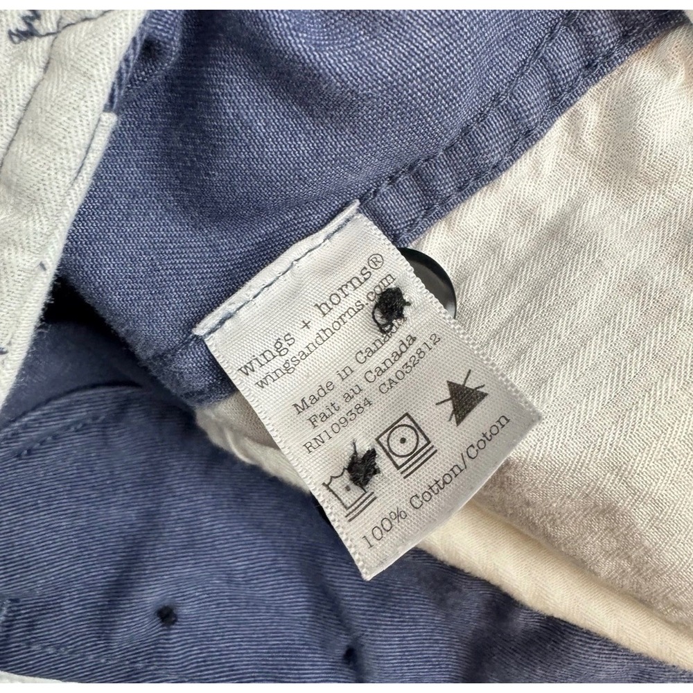 Wings + Horns Chino Shorts Mens 28 Blue Cotton Button Fly Made in Canada - Picture 4 of 4